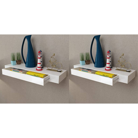 Wandplanken zwevend met lades 2 st 80 cm wit MeubelReus