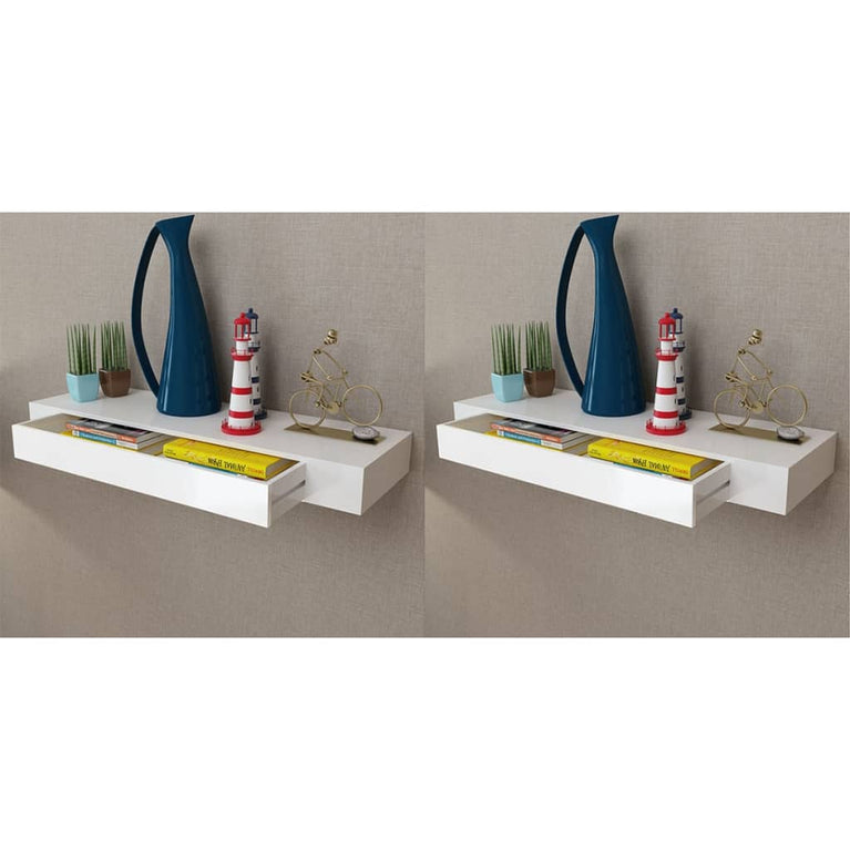 Wandplanken zwevend met lades 2 st 80 cm wit MeubelReus