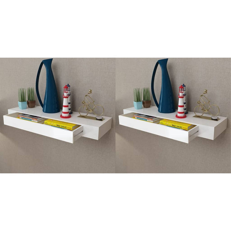 Wandplanken zwevend met lades 2 st 80 cm wit MeubelReus