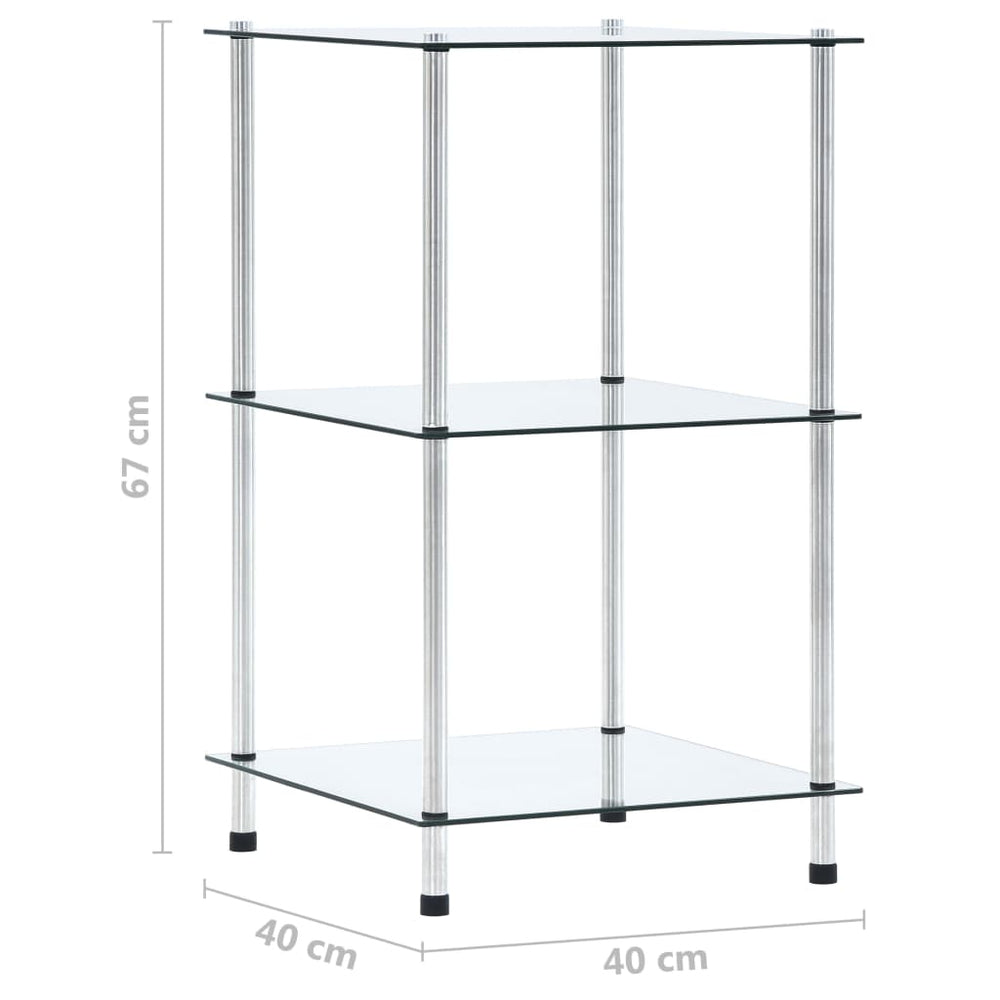 Kastje 3-laags 40x40x67 cm gehard glas transparant MeubelReus