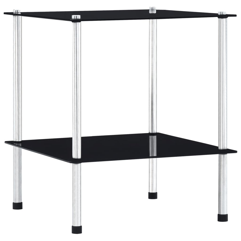 Kastje 2-laags 40x40x47 cm gehard glas zwart MeubelReus