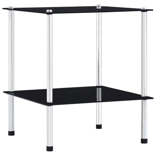 Kastje 2-laags 40x40x47 cm gehard glas zwart MeubelReus