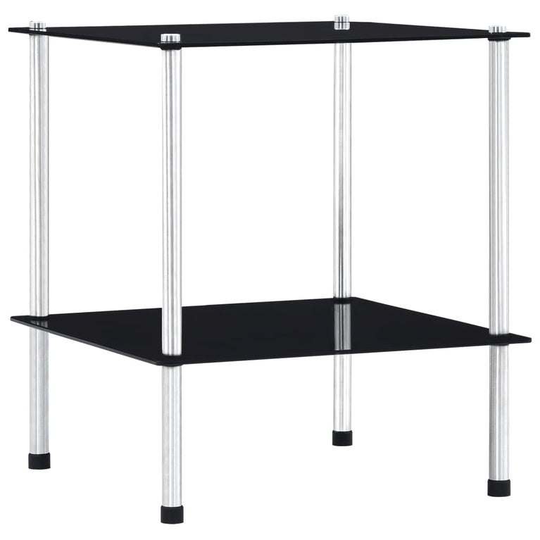 Kastje 2-laags 40x40x47 cm gehard glas zwart MeubelReus