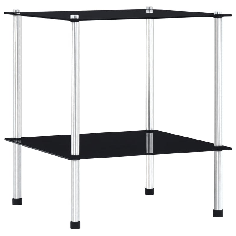 Kastje 2-laags 40x40x47 cm gehard glas zwart MeubelReus