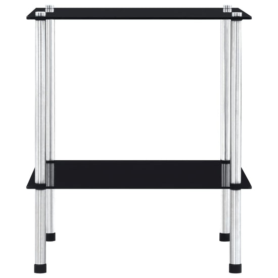 Kastje 2-laags 40x40x47 cm gehard glas zwart MeubelReus