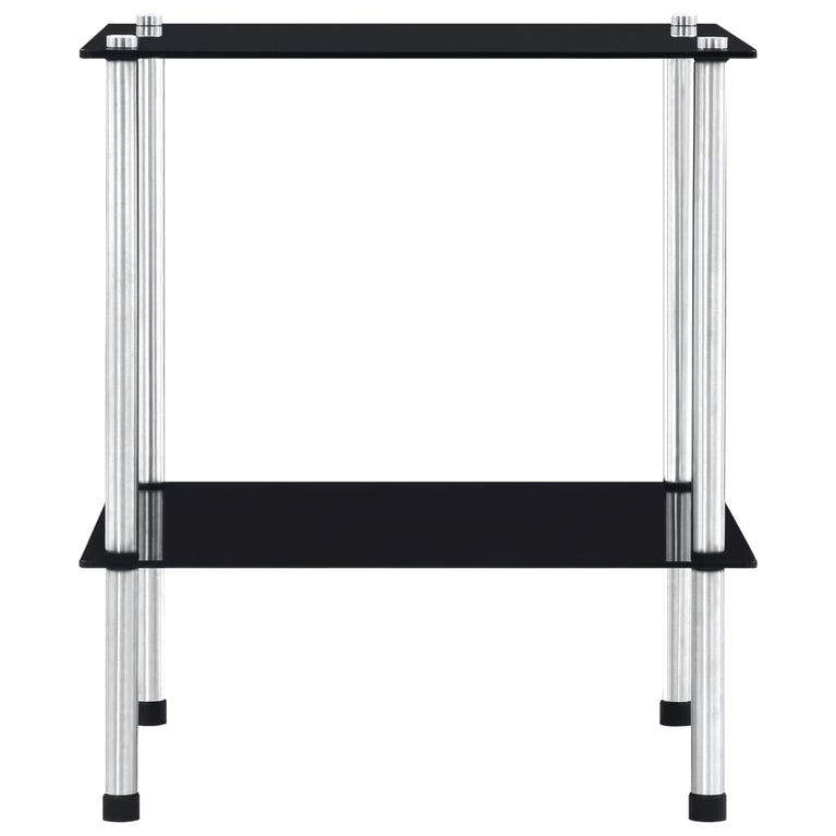 Kastje 2-laags 40x40x47 cm gehard glas zwart MeubelReus