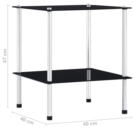 Kastje 2-laags 40x40x47 cm gehard glas zwart MeubelReus