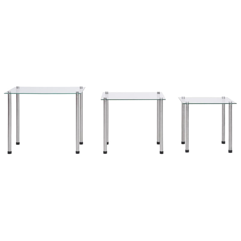 3-delige Tafeltjesset gehard glas transparant