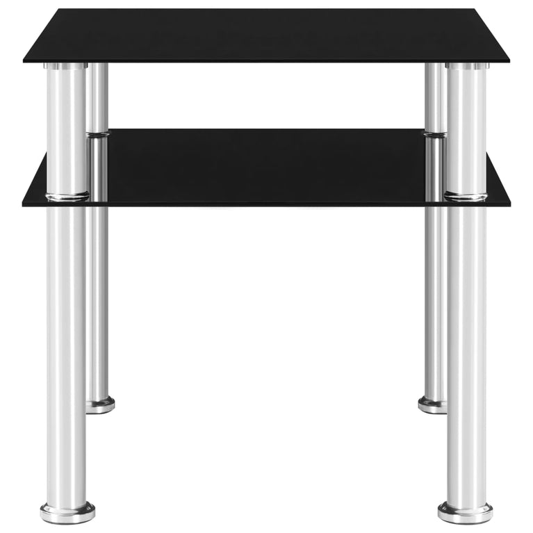 Bijzettafel 45x50x45 cm gehard glas zwart MeubelReus