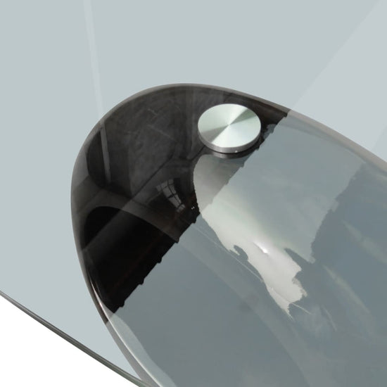 Salontafel met ovale glazen tafelblad hoogglans zwart MeubelReus