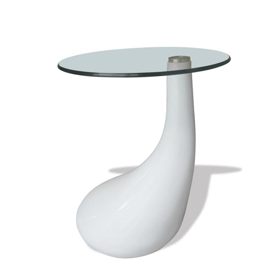 Salontafel met rond glazen tafelblad hoogglans wit MeubelReus