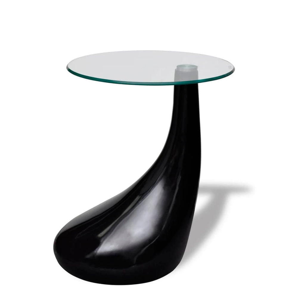 Salontafel met rond glazen tafelblad hoogglans zwart MeubelReus