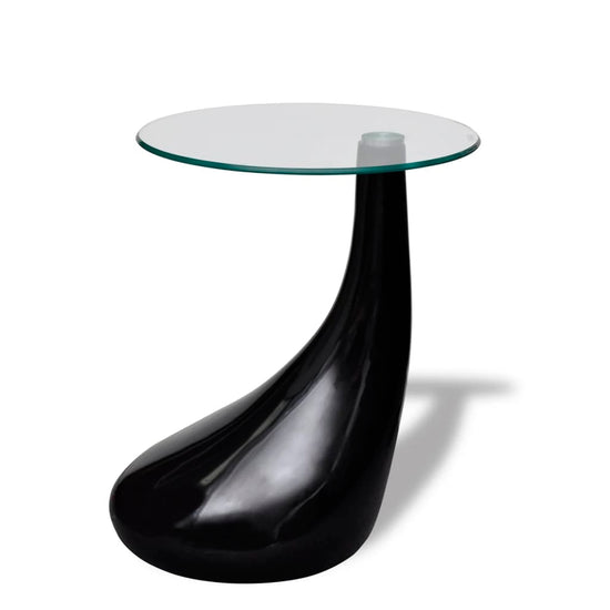Salontafel met rond glazen tafelblad hoogglans zwart MeubelReus