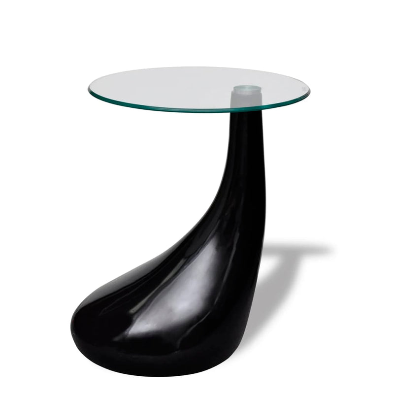 Salontafel met rond glazen tafelblad hoogglans zwart MeubelReus