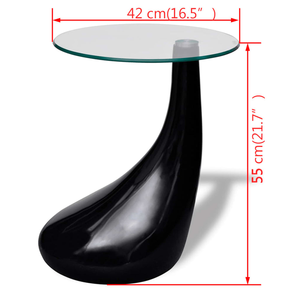 Salontafel met rond glazen tafelblad hoogglans zwart MeubelReus