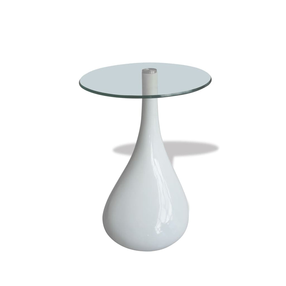 Salontafel met rond glazen tafelblad hoogglans wit 2 st MeubelReus