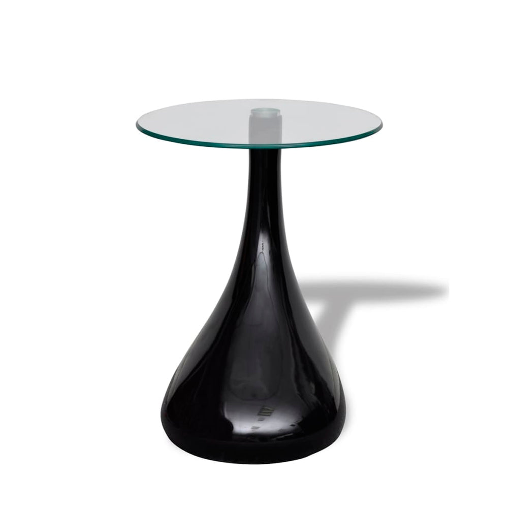 Salontafel met rond glazen tafelblad hoogglans zwart 2 st MeubelReus