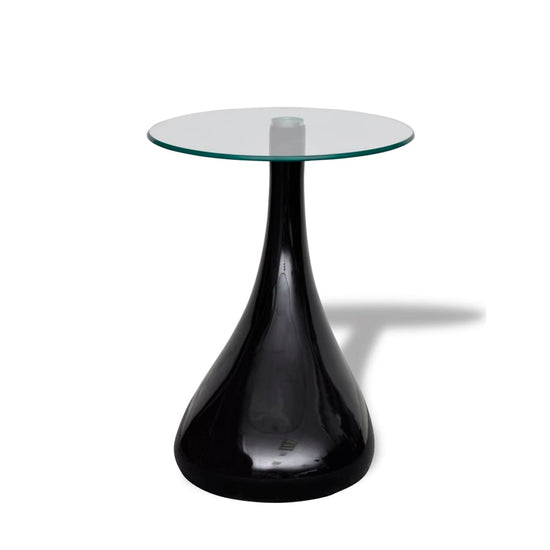 Salontafel met rond glazen tafelblad hoogglans zwart 2 st MeubelReus