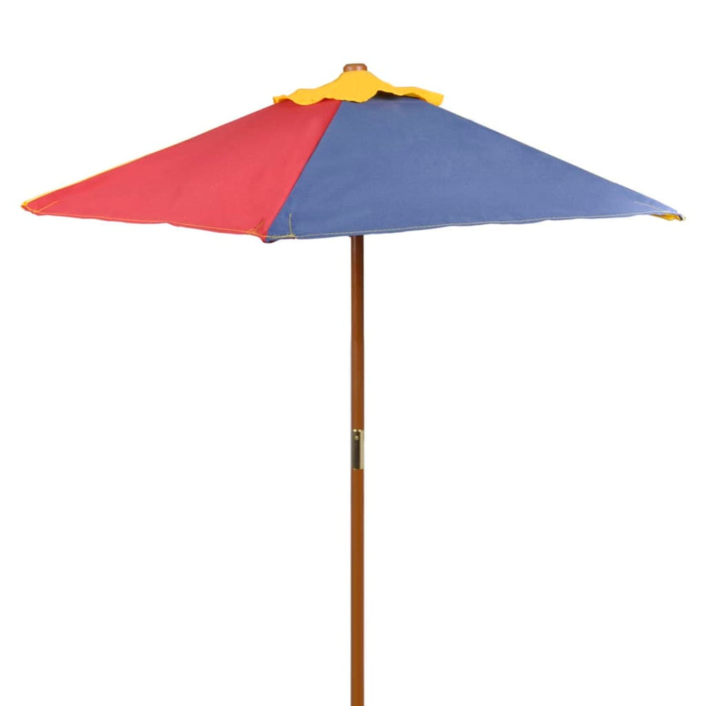 Kinderpicknicktafel met banken en parasol hout meerkleurig MeubelReus