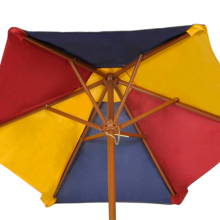 Kinderpicknicktafel met banken en parasol hout meerkleurig MeubelReus