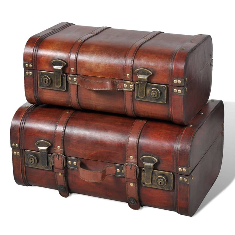 Schatkisten 2 st vintage-stijl hout bruin MeubelReus