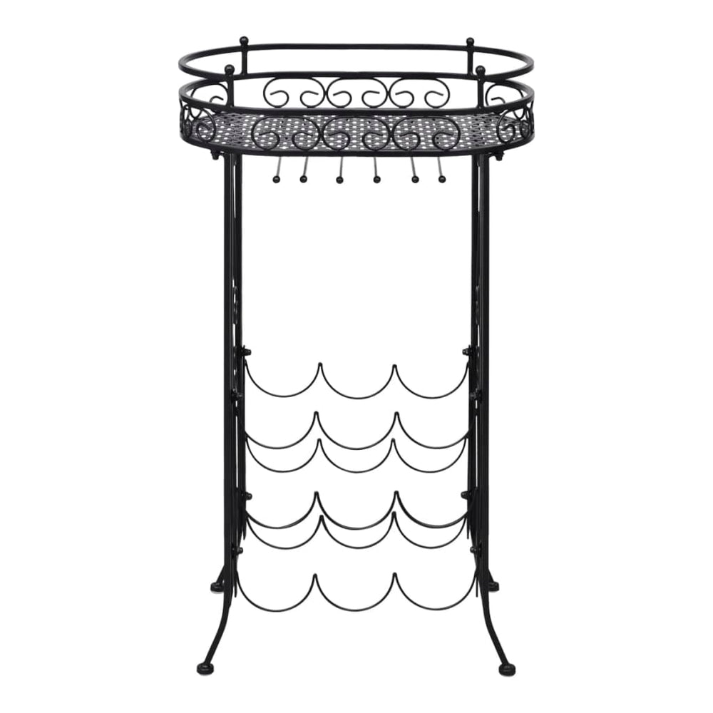 Wijnrek voor 9 flessen met glazenhouder metaal MeubelReus