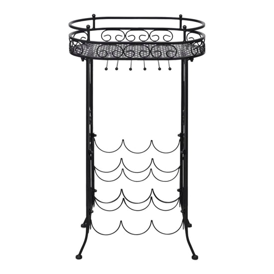 Wijnrek voor 9 flessen met glazenhouder metaal MeubelReus