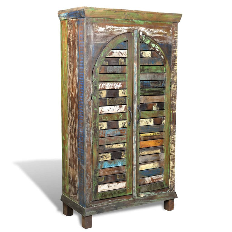 Boekenkast met 3 schappen 2 deuren gerecycled hout meerkleurig MeubelReus