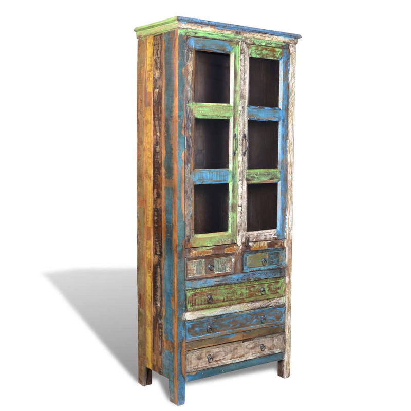 Boekenkast met 5 lades en 2 deuren gerecycled hout meerkleurig MeubelReus
