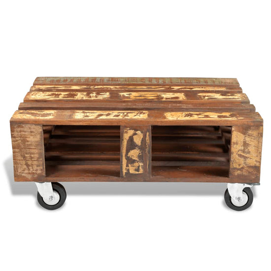 Salontafel met 4 wielen gerecycled hout MeubelReus