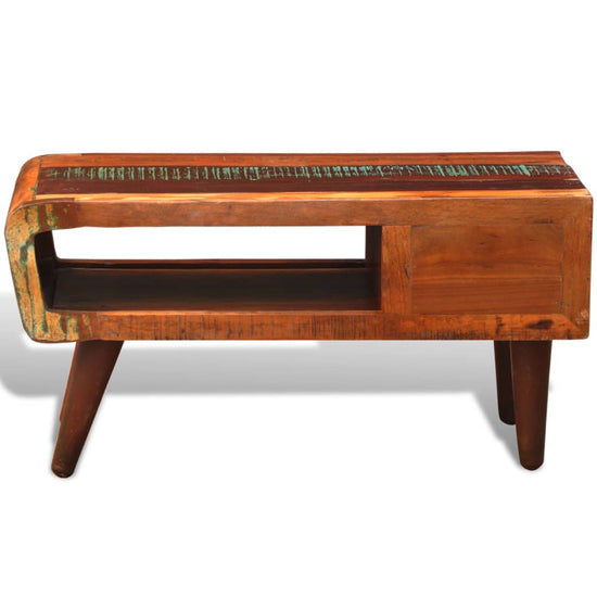 Salontafel met 1 gewelfde rand en 1 lade gerecycled hout MeubelReus