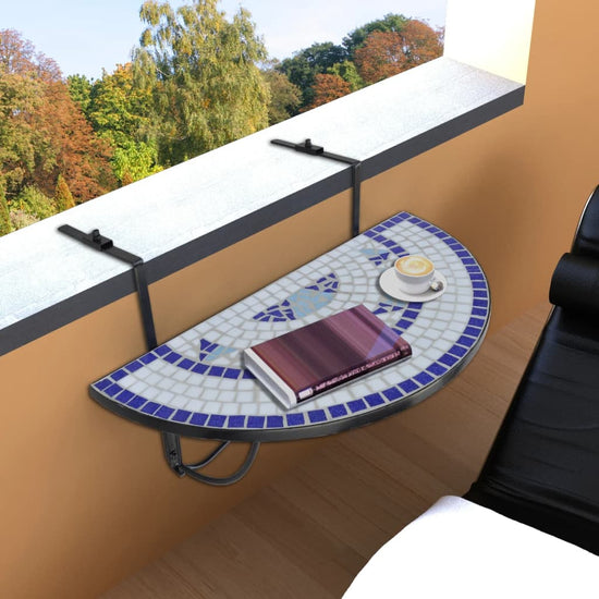 Balkontafel hangend mozaïek blauw en wit MeubelReus