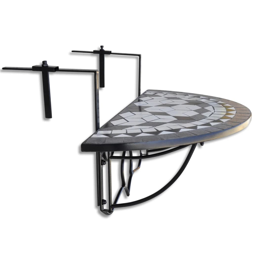 Balkontafel hangend mozaïek zwart en wit MeubelReus