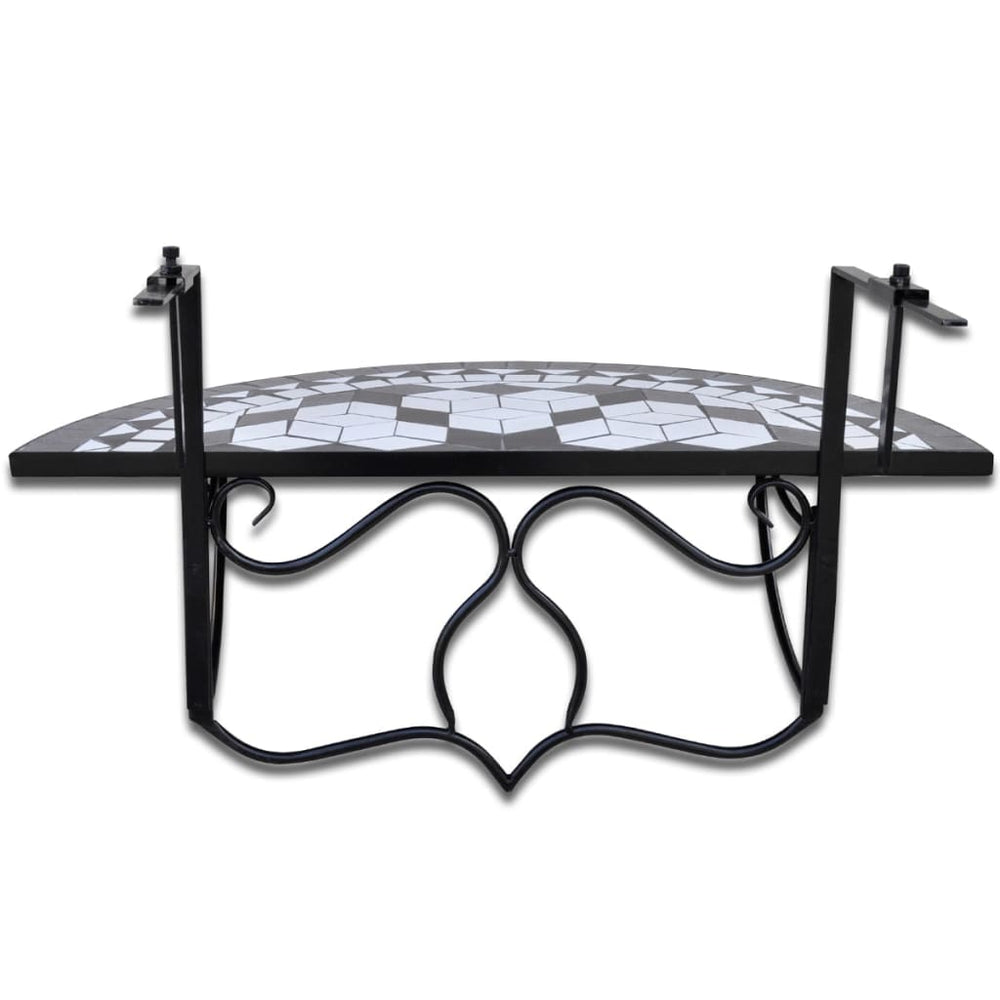 Balkontafel hangend mozaïek zwart en wit MeubelReus