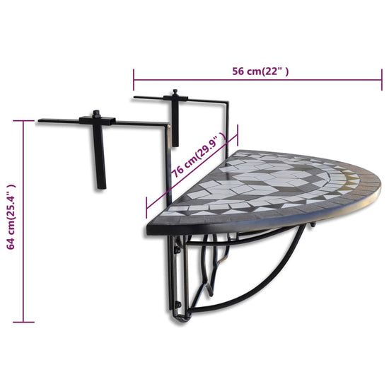 Balkontafel hangend mozaïek zwart en wit MeubelReus