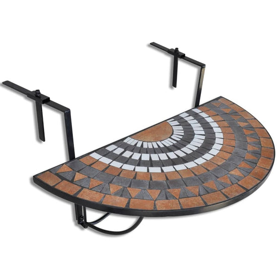 Balkontafel hangend mozaïek terracottakleurig en wit MeubelReus