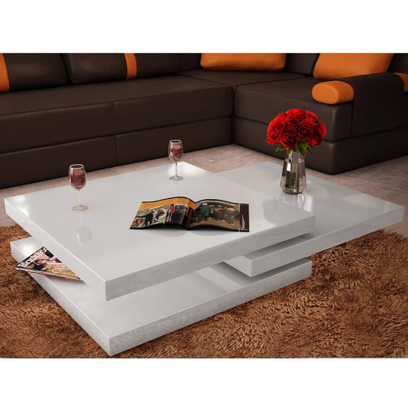 Salontafel met 3 lagen hoogglans wit