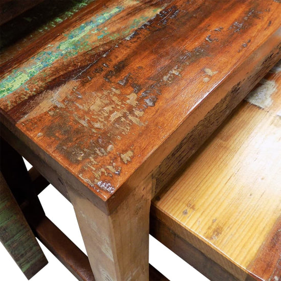 3-delige Bijzettafeltjesset vintage stijl gerecycled hout MeubelReus
