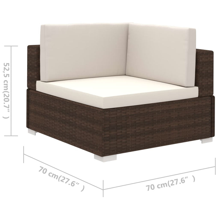 6-delige Loungeset met kussens poly rattan bruin MeubelReus