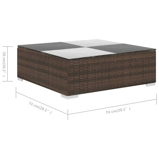 6-delige Loungeset met kussens poly rattan bruin MeubelReus
