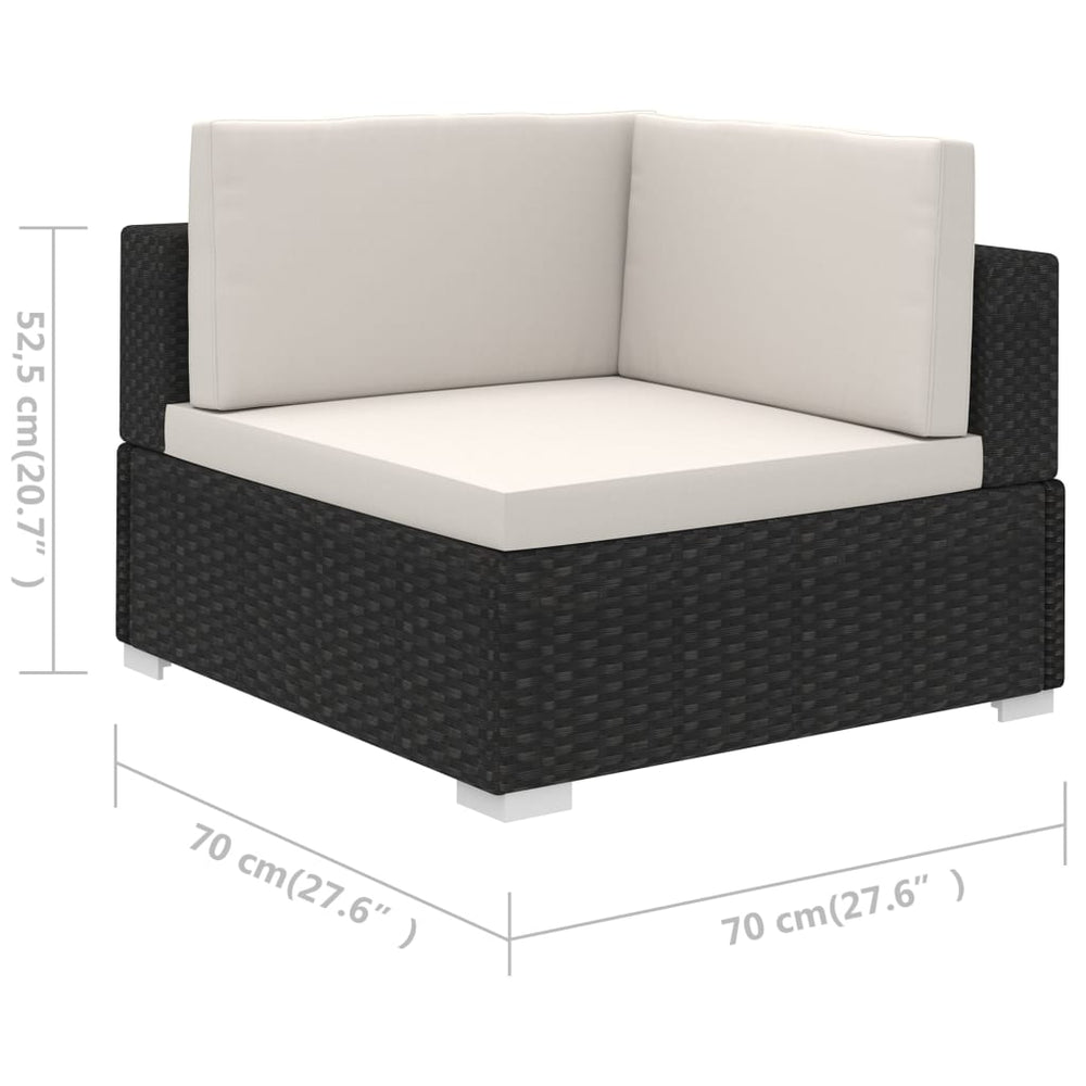 6-delige Loungeset met kussens poly rattan zwart MeubelReus