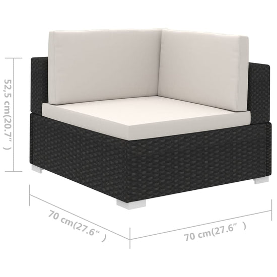 6-delige Loungeset met kussens poly rattan zwart MeubelReus