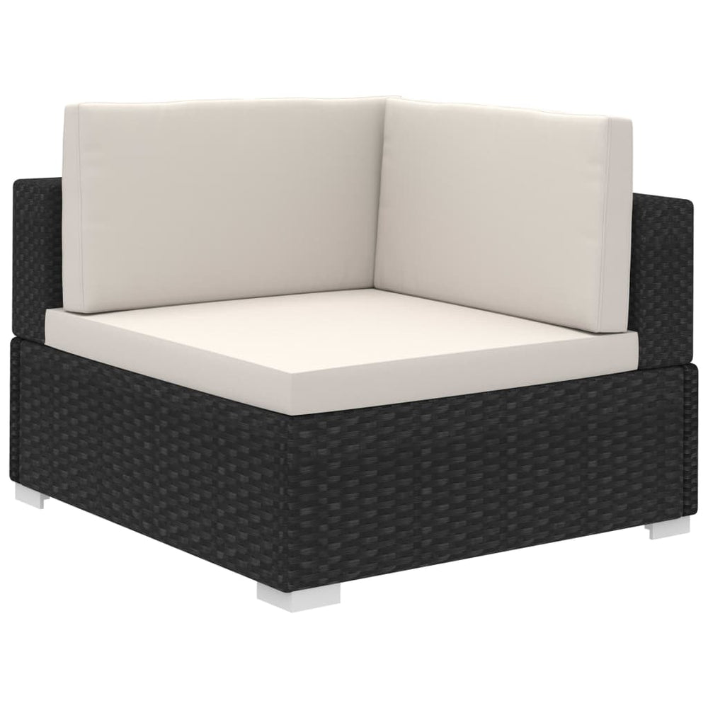 8-delige Loungeset met kussens poly rattan zwart MeubelReus
