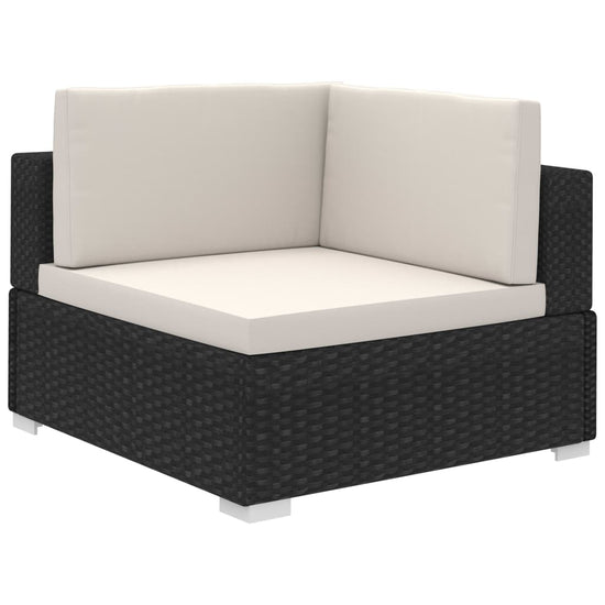 8-delige Loungeset met kussens poly rattan zwart MeubelReus