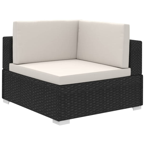 12-delige Loungeset met kussens poly rattan zwart MeubelReus