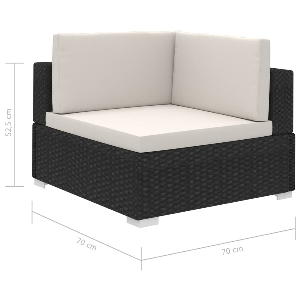 12-delige Loungeset met kussens poly rattan zwart MeubelReus