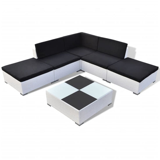 6-delige Loungeset met kussens poly rattan wit MeubelReus