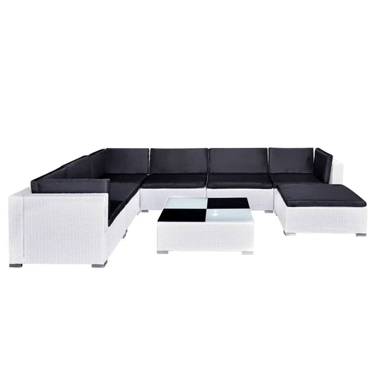8-delige Loungeset met kussens poly rattan wit MeubelReus