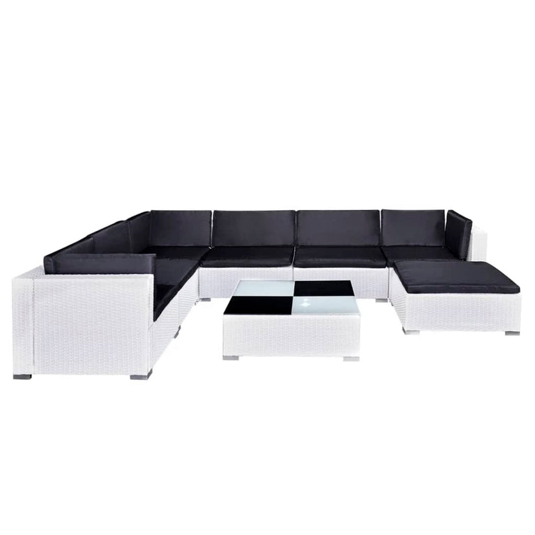 8-delige Loungeset met kussens poly rattan wit MeubelReus