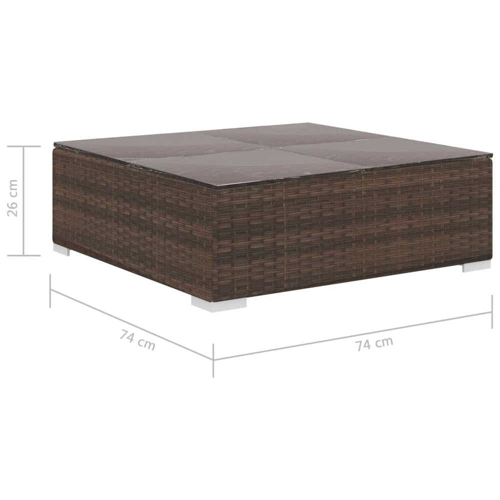 8-delige Loungeset met kussens poly rattan bruin 